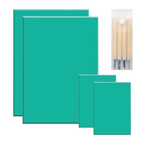 4 Stück Weichgummi Linoldruck Platte,A4 A6 Linoldruck Set Linolschnitt Platten mit 4 Graviermessern,PVC Linolplatte Grün Linolschnitt Platten für Stempel Selber Machen Bastel 4 Stück Weichgummi Linoldruck Platte,A4 A6 Linoldruck Set Linolschnitt Platten mit 4 Graviermessern,PVC Linolplatte Grün Linolschnitt Platten für Stempel Selber Machen Bastel von MIHURO