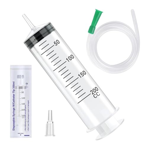200ml Große Spritze mit Schlauch,Wiederverwendbare Flüssige Spritze für Haustierfütterung Pflanzenbewässerung Labor Messung Dispensiere 200ml Große Spritze mit Schlauch,Wiederverwendbare Flüssige Spritze für Haustierfütterung Pflanzenbewässerung Labor Messung Dispensiere von MIHURO
