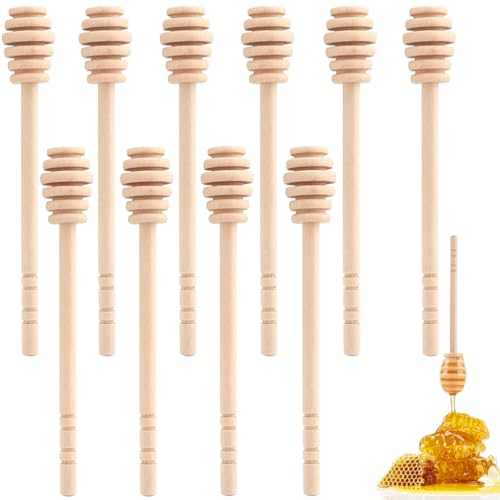 MIHUTU 10 Stück Rührstäbchen aus Holz Honig, Mini Honiglöffel, Honigheber Honigspirale Dosierer von Honig & Sirup tropf - und kleckerfrei Praktische Helfer für Honig Liebhaber (16cm) von MIHUTU