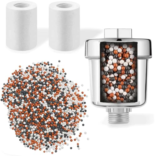 Mihutu Eingedickte Filterkartusche Shower Filter Duschfilter, Universal Saubere Dusche Filter 2 PP Baumwolle + 3 Mineralkugeln, Shower Filter for Hard Water und Chlor von MIHUTU