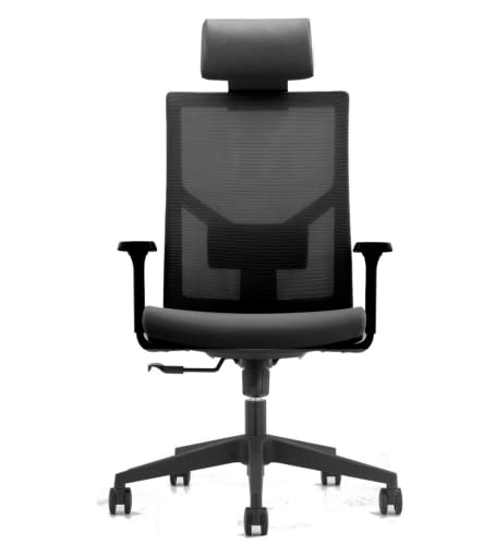 MIIGA Bürostuhl Ergonomisch Schwarz Homeoffice Nylon Mesh Kopfstütze verstellbare Sitzhöhe Armlehne Rückenlehne Rückenschonend Drehstuhl bis 150kg von MIIGA