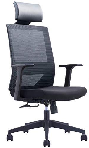 MIIGA Bürostuhl Ergonomisch Schreibtischstuhl Rückenschonend Chefsessel aus Mesh-Gewebe Drehstuhl Einstellbare Sitzhöhe und Kopfstütze Homeoffice 130 kg MG220A (Schwarz) von MIIGA