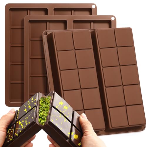 3 Stück Schokoladenform Silikon Tief, Schokoladentafel Form 2-in-1, Dubai Schokolade Form, Extra Tiefe Silikonform Backform für Schokolade Praline Süßigkeiten von MIILLPOP