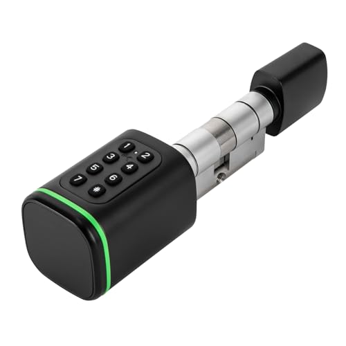 MIIWWOWO Elektronisches Türschloss Smartlock Haustür Smart Zylinderschloss mit Notfallschnittstelle, Code Elektronisches Türschloss für 1.4-1.8in Türdicke und Standard-Schlossloch (Schwarz) von MIIWWOWO