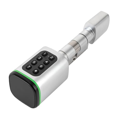 MIIWWOWO Elektronisches Türschloss Smartlock Haustür Smart Zylinderschloss mit Notfallschnittstelle, Code Elektronisches Türschloss für 1.4-1.8in Türdicke und Standard-Schlossloch (Silber) von MIIWWOWO