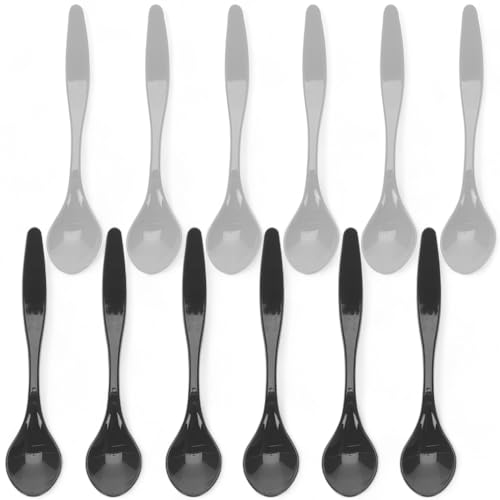 12 Stück Eierlöffel Dessertlöffel aus Kunststoff, Farbmix, 14 cm lang, wiederverwendbar (hellgrau dunkelgrau) von MIJOMA
