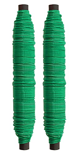 2 Stück Blumenwickeldraht-Set, Bindedraht Basteldraht Blumendraht auf Stab gewickelt, Stärke 0,65 mm, 2x 40 m (grün) von MIJOMA