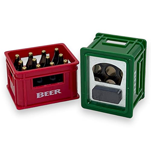 2 Stück Set Metall-Flaschenöffner mit Kühlschrankmagnet, Magnetischer Bieröffner Kapselheber für Kühlschrank Haushalt Bar Geschenk (Bierkasten) von MIJOMA