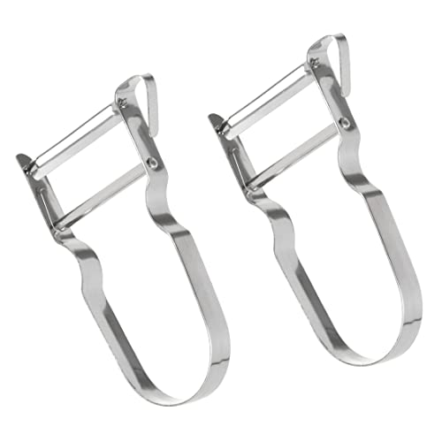 2 Stück Set Sparschäler Schälmesset Schäler mit gerader Klinge, Pendel-Sparschäler Zweischneidig, Edelstahl rostfrei, spülmaschinengeeignet von MIJOMA