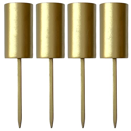 4 Stück Set Kerzenhalter mit Dorn für Stabkerzen Ø3cm, Kerzenteller Kerzenständer, für Adventskranz Gesteck Weihnachten Kerzenteller (Gold) von MIJOMA