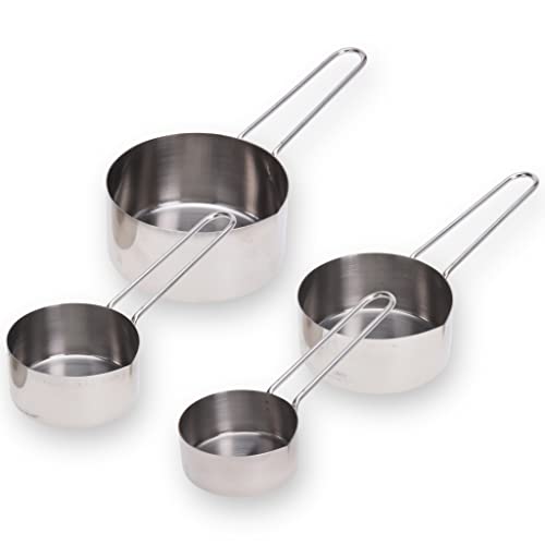 4-teiliges Edelstahl Messbecher Set - Spülmaschinengeeignet - 1 Cup (250ml), 1/2 Cup (125ml), 1/3 Cup (80ml), 1/4 Cup (60ml) - Präzises Abmessen von Zutaten von MIJOMA