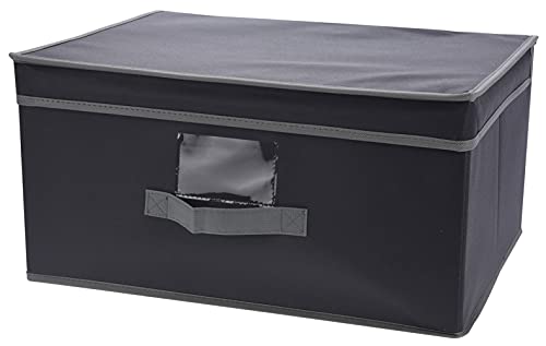 MIJOMA Aufbewahrungsbox Aufbewahrungskiste mit Deckel und Griff, faltbar, für Kleiderschrank, Kleidung, Bücher, Kosmetik, Spielzeug, grau (31 x 28 x 15 cm) von MIJOMA