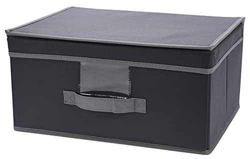 MIJOMA Aufbewahrungsbox Aufbewahrungskiste mit Deckel und Griff, faltbar, für Kleiderschrank, Kleidung, Bücher, Kosmetik, Spielzeug, grau (39 x 29 x 19 cm) von MIJOMA