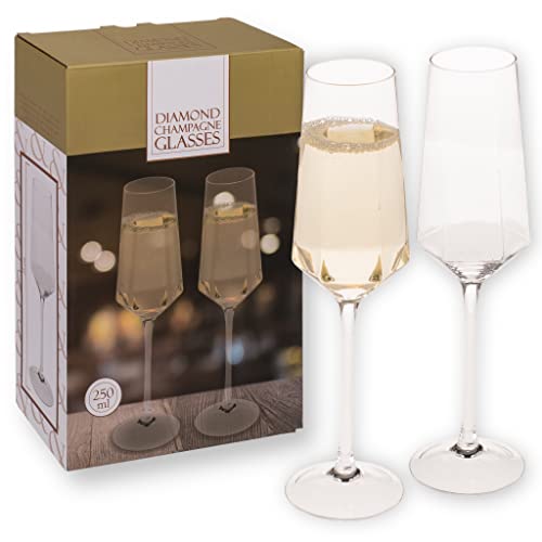 Diamant-Sektgläser aus Glas im 2er-Set | 250 ml | Elegante Form | im Geschenkkarton Diamant-Sektgläser aus Glas im 2er-Set | 250 ml | Elegante Form | im Geschenkkarton von MIJOMA