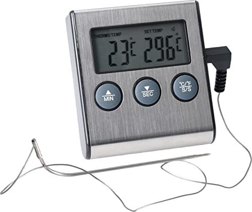 Digitales Fleischthermometer Bratthermometer Ofenthermometer Grillthermometer Bratenhermometer Küchen-Thermometer mit Timer-Funktion für BBQ, Grill, Smoker von MIJOMA