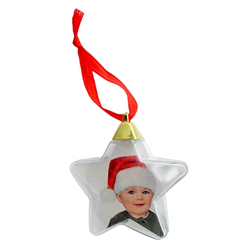 Foto-Weihnachtskugel zum Personalisieren, durchsichtige Weihnachtskugeln selbst gestalten, Fotokugel Weihnachtskugel Foto Christbaumkugel für Lieblingsfoto (Stern Ø 7 cm - 1 Stück) von MIJOMA