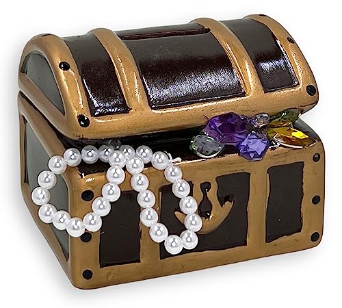 Handbemalte Spardose als Schatztruhe mit Perlen und Glitzersteinen - Ideal als Verpackung für Geldgeschenke oder als Piratenschatz zum Geburtstag! von MIJOMA