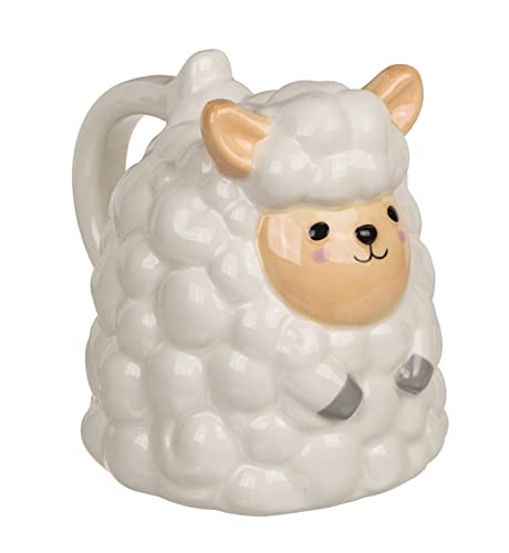Henkelbecher Kaffeetasse Kaffeebecher Teetasse - Upside-Down-Mug Kopfüber-Tasse - Umgedrehter Becher aus Keramik, ca. 400 ml (Schaf) von MIJOMA