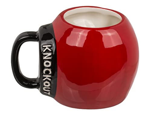 Kaffeebecher Kaffeetasse Teetasse Tasse in Boxhandschuh Optik, Keramik-Becher Knock Out, Becher aus Keramik, 500 m, rot-schwarz von MIJOMA