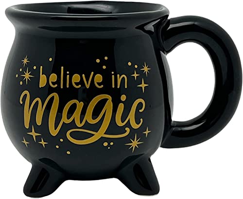 Kaffeetasse Teetasse Kesseltasse Kesselbecher Hexenkesselbecher Hexenkessel Becher Fassungsvermögen 350ml, schwarz (Believe in Magic) von MIJOMA