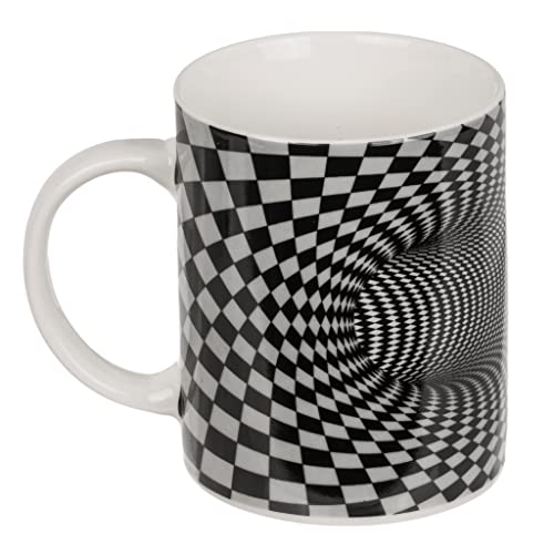 Keramikbecher Henkelbecher mit optischer Täuschung Alloverprint, Teetasse Kaffeebecher aus Keramik Optische Illusion, 300ml, lustige Geschenke für Männer (3D-Tunnel) von MIJOMA