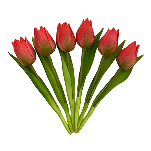 MIJOMA Künstliche Tulpen, künstliche Blumen, Real Touch,Tisch-Dekoration (6 Stück - Länge 19cm, pink) von MIJOMA