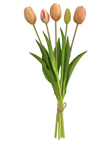 MIJOMA Künstliche Tulpen, künstliche Blumen, Real Touch,Tisch-Dekoration (Tulpenbund - Länge 39cm, Hellrosa) von MIJOMA