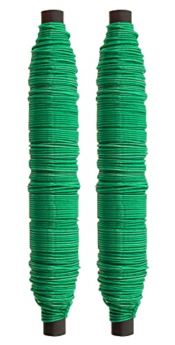 MIJOMA 2 Stück Blumenwickeldraht-Set, Bindedraht Basteldraht Blumendraht auf Stab gewickelt, Stärke 0,65 mm, 2X 40 m (grün) von MIJOMA