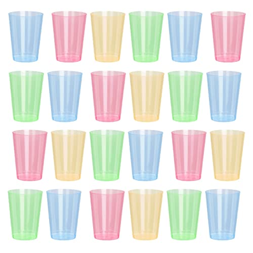 MIJOMA 24 Stück Mehrweg Party Gläser aus Kunststoff, Plastikbecher, Partybecher, Weingläser wiederverwendbar geschirrspülergeeignet (Trinkbecher 300ml/10.15oz, Regenbogenfarben) von MIJOMA