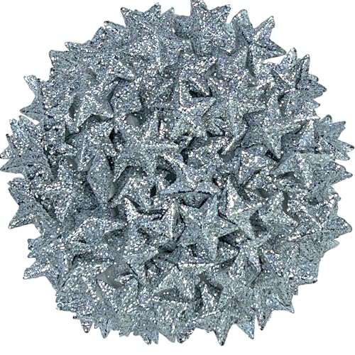MIJOMA 3D-Glitzersterne Streudeko - Tischdekoration für festliche Anlässe, Weihnachten, Geburtstag, Hochzeit, Silvester - Streusterne zum Dekorieren & Basteln (Größe: 2 cm - 200 Stück, Silber) von MIJOMA