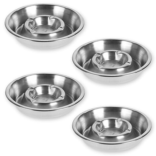 MIJOMA 4 Stück Metall Aschenbecher rund 13.5 cm - Tischaschenbecher für Innen & Außen - Eleganter Tisch-Ascher für Party, Bar & Gastronomie - 4 Zigarettenplatzhalter, Silber Matt von MIJOMA