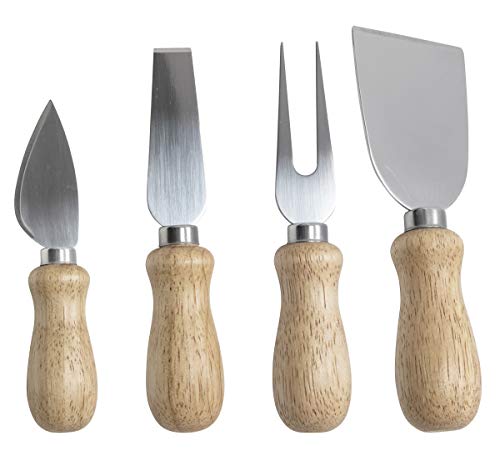 MIJOMA 4-TLG Set Käsebesteck mit Holzgriff, Weichkäsemesser, Hartkäsemesser, Käsespachtel und Käsegabel. von MIJOMA