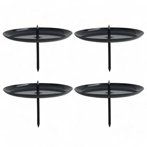 MIJOMA 4-teiliges Set Kerzenhalter aus Metall – Adventskranz Kerzenstecker mit Dorn – Kerzenteller für Advent, Hochzeit & Jubiläum (Schwarz, Ø 60 mm) von MIJOMA