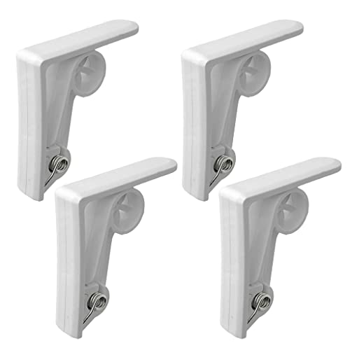 4er Set Tischtuchklammern Tischdeckenhalter Tischdeckenklammern mit Feder-Mechanismus, für Tischplatten bis 36 mm, aus Kunststoff weiß von MIJOMA