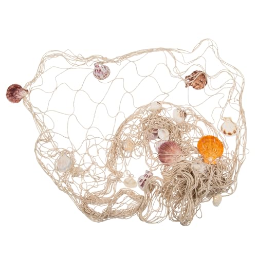 MIJOMA Deko-Fischernetz mit Muscheln, Maritimes Flair, 100x200 cm, Fischnetz Natur-Dekor für Zuhause von MIJOMA