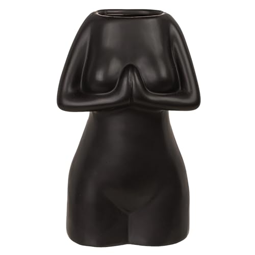 MIJOMA Dekorative Mini-Vase aus Keramik in Frauenkörper-Design, stilvolle Wohndekoration für Moderne Raumgestaltung, passend zu jedem Einrichtungsstil, Frauen-Körper 18cm, Schwarz von MIJOMA