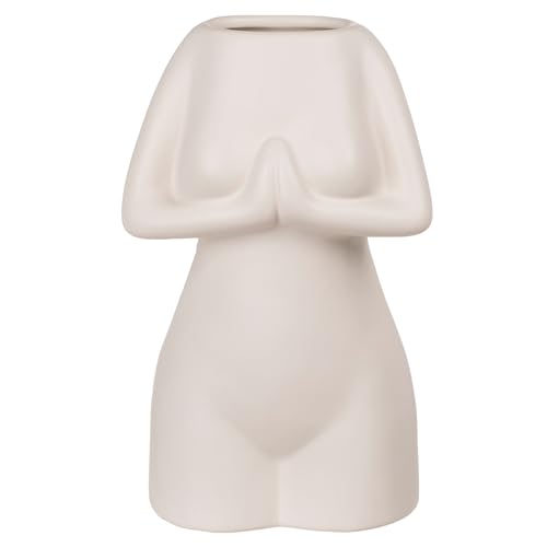 MIJOMA Dekorative Mini-Vase aus Keramik in Frauenkörper-Design, stilvolle Wohndekoration für Moderne Raumgestaltung, passend zu jedem Einrichtungsstil, Frauen-Körper 18cm, Weiß von MIJOMA