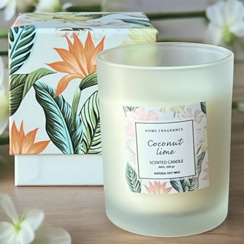 MIJOMA Duftkerze im Glas 200g, Aroma-Kerze mit 50 Stunden Brenndauer - Elegante & Gemütliche Wohnatmosphäre, Exquisite Geschenkidee für Duftliebhaber - Genuss für die Sinne (Coconut Lime) von MIJOMA