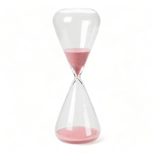 MIJOMA - Elegante 30 Minuten Sanduhr, Dekoratives Stundenglas, Perfekt zur Entspannung und Erfrischung, Ideal für Küche, Lernen und Meditationen, Schönes Ambiente Schaffend, Ø8.5 x 24 cm (Rosa) von MIJOMA