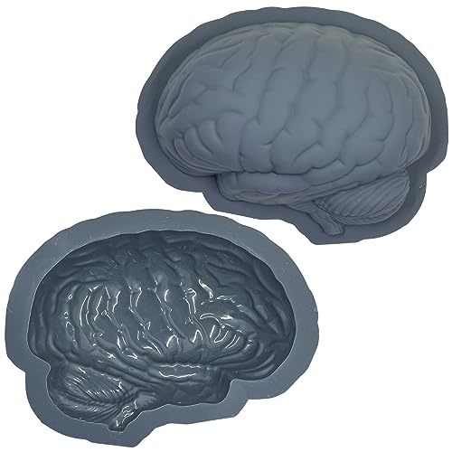 MIJOMA Erschreckende Silikon Backform ‚Gehirn‘ - Der Nervenkitzel für Ihre Halloween-/Karneval/Motto-Party - Leicht zu reinigen, BPA-frei, lebensmittelecht - für backen und Pudding - 22x17x6cm, 550 ml von MIJOMA