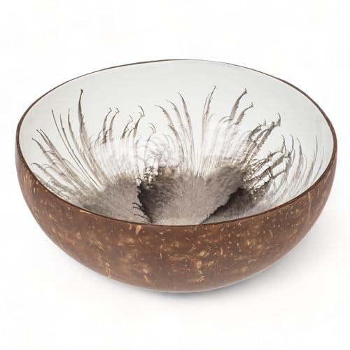 MIJOMA Exotische Kokosnuss-Schale | Innenseite farbenfroh lackiert | Robust und ästhetisch | Perfekt für einzigartige Bowl-Kreationen | 13x13x6 cm (Weiß) von MIJOMA