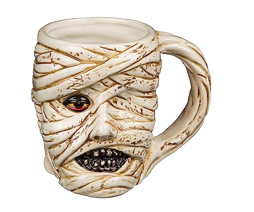 MIJOMA Fantasy Henkelbecher aus Steingut - Gruseliger Kaffeebecher & Teetasse, 400ml Fassungsvermögen, Perfekt für Geschenke, Sammler & Fans, 15x11 cm (Mumie) von MIJOMA