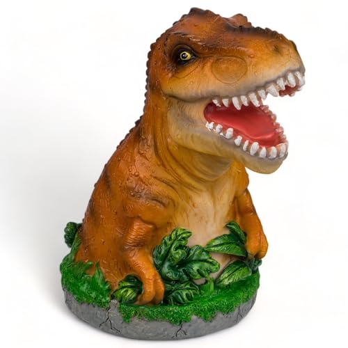 MIJOMA Farbenfrohe Spardose Dinosaurier – T-Rex Design, Großartig für Urzeit-Fans, 13x15 cm, Polyresin, mit Drehverschluss (Braun) von MIJOMA