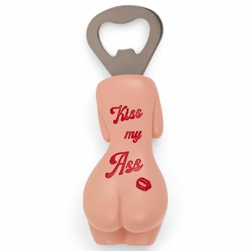 MIJOMA Flaschenöffner „Kiss my Ass“ – Lustiger Bieröffner mit Magnet, 11 cm, aus Polyresin & Metall von MIJOMA
