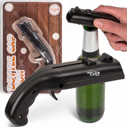 MIJOMA Flaschenöffner mit Kronkorken-Schussfunktion – Bottle Cap Gun aus ABS & Metall – Partygadget für Männer – öffnet Flaschen & schießt Kronkorken bis 5 m – schwarz MIJOMA Flaschenöffner mit Kronkorken-Schussfunktion – Bottle Cap Gun aus ABS & Metall – Partygadget für Männer – öffnet Flaschen & schießt Kronkorken bis 5 m – schwarz von MIJOMA