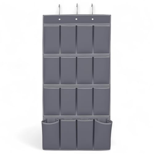 MIJOMA Hängeaufbewahrung 16 Fächer – Faltbares Hängeregal aus Vliesstoff – Kleiderschrank Organizer – Schrankaufbewahrung für Kleidung, Camping & Reisen – Grau (45 x 110 cm) von MIJOMA