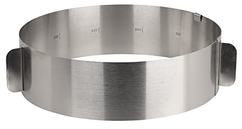MIJOMA Kuchenring Kuchenrahmen Backring Tortenring verstellbar von 16-30 cm mit eingravierter Skala, 7.5 cm hoch, Edelstahl Rostfrei von MIJOMA