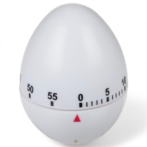 MIJOMA Küchentimer in Ei-Form | 60 Minuten Kurzzeitwecker | Kunststoff | Eieruhr Ei | Countdown-Timer | Praktischer Zeitmesser für Ihre Küche (Ei Weiß) von MIJOMA