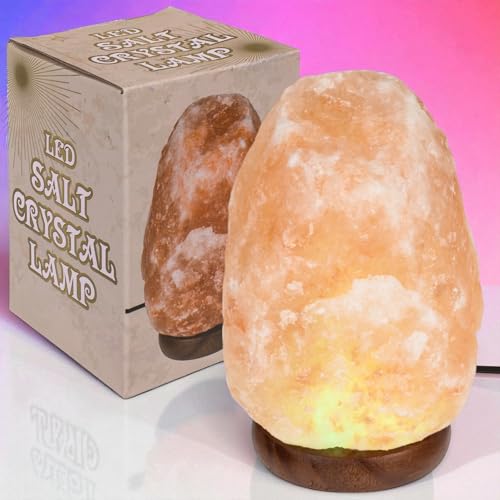 MIJOMA LED Salzkristalllampe – Salzlampe aus der Salt Range (Pakistan), 10x13 cm mit USB-Kabel (150 cm) – Naturstein Dekolampe für Entspannung & Wohlfühlatmosphäre (warmweiß) von MIJOMA