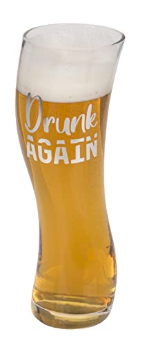 MIJOMA Lustiges Bierglas in wankendem Design, Bierbecher Weizenbierglas für ca. 569 ml, prima für Bierliebhaber (Drunken Again) von MIJOMA